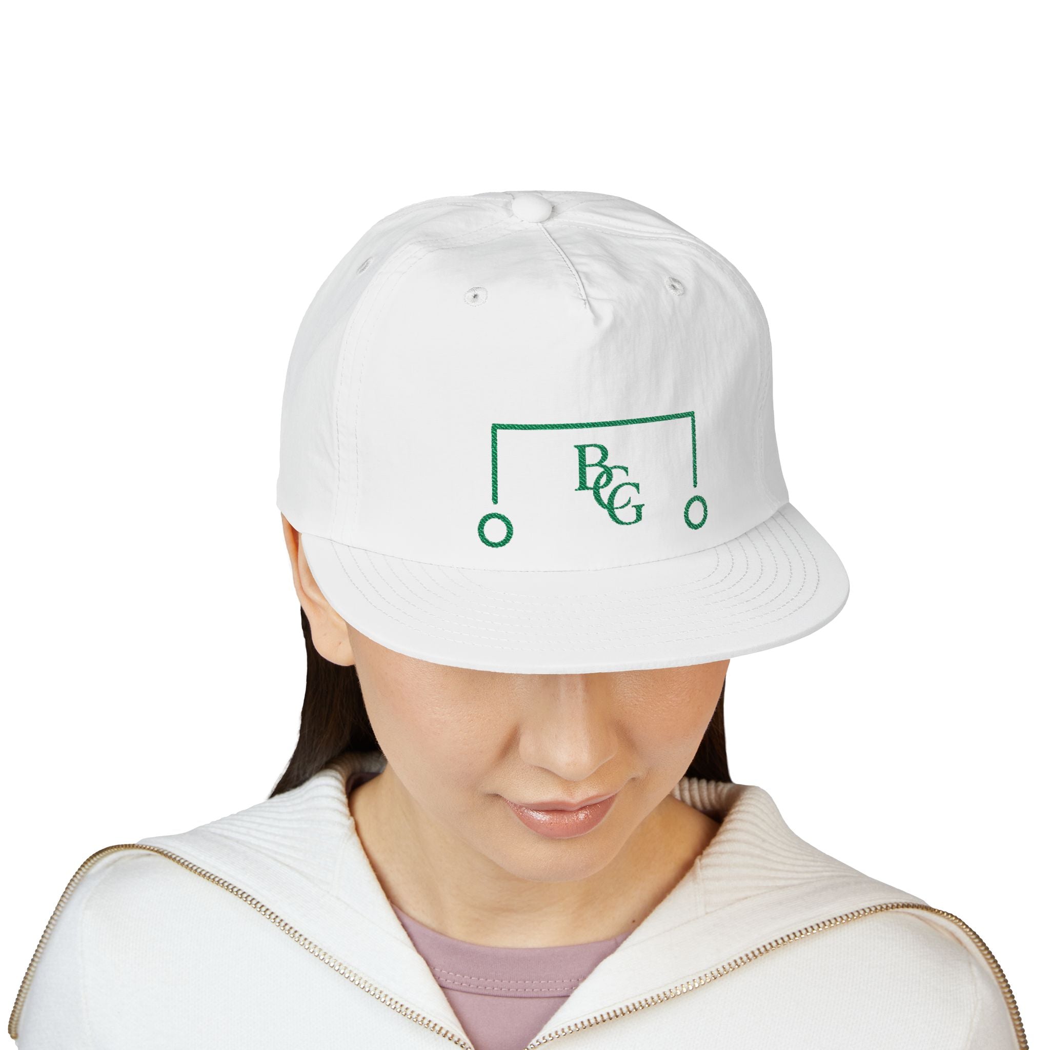 BCG Surf Cap – White Snapback Hat with Distressed Logo