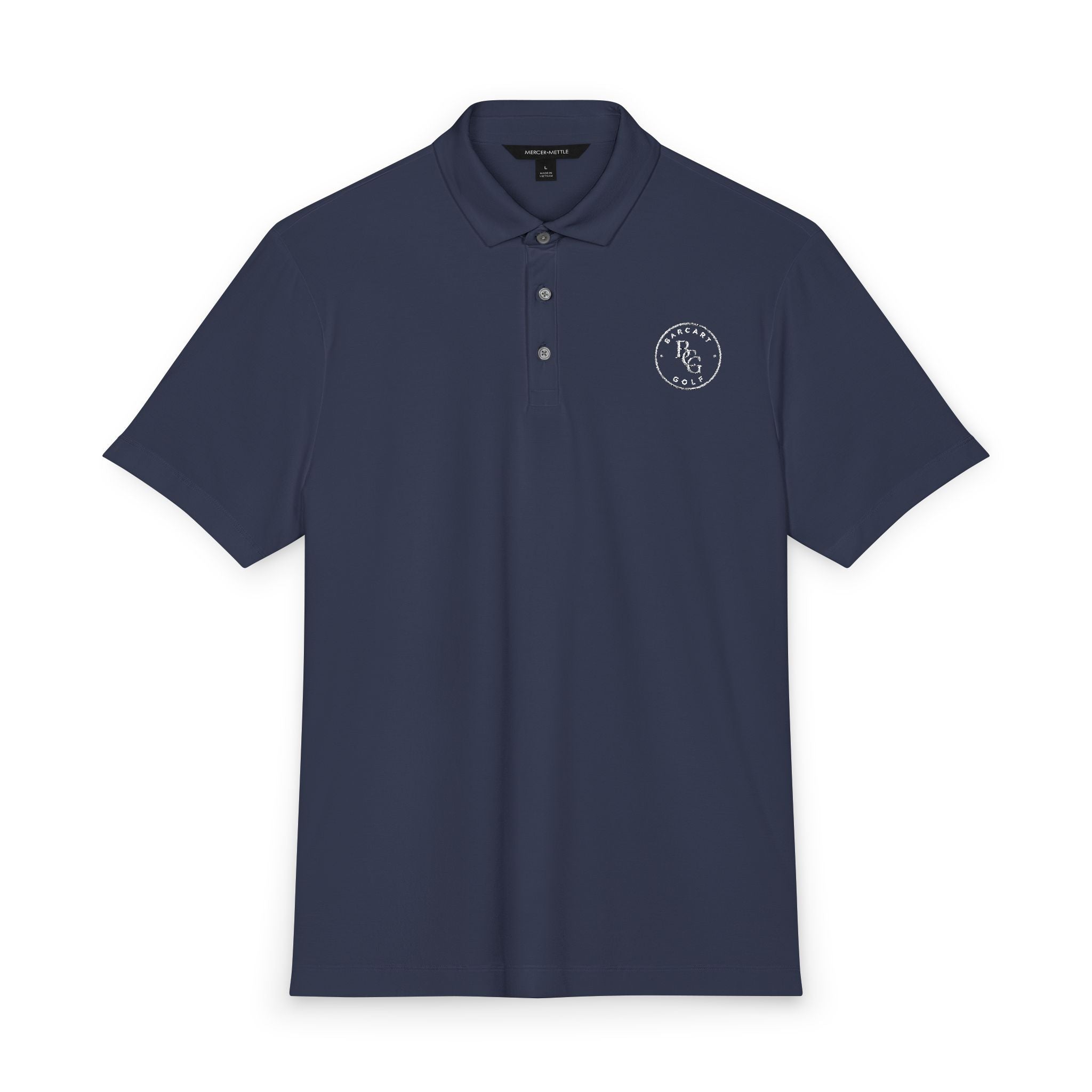 Men's Black Polo Shirt with Small Anchor Crest — Nautical Embroidered Golf Polo