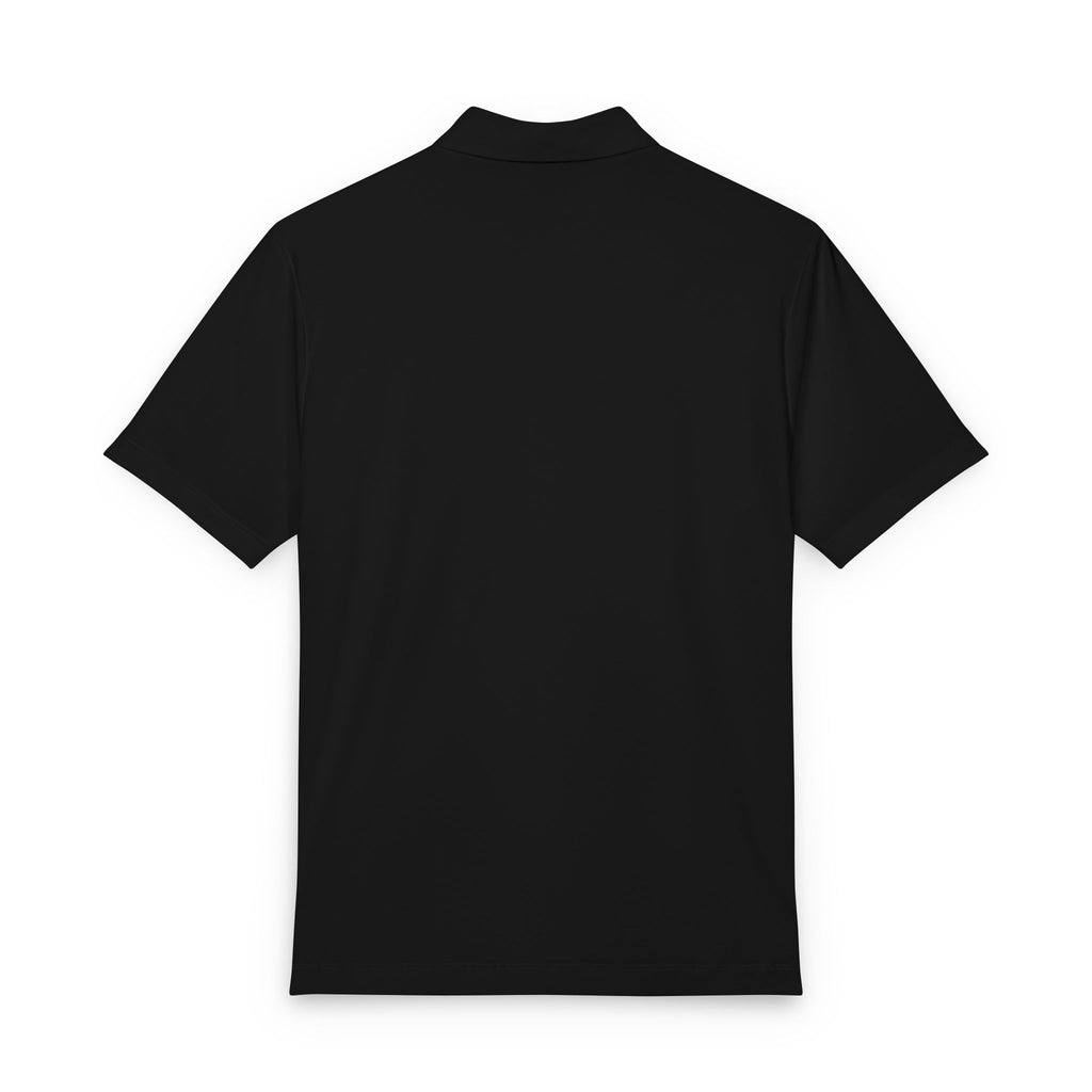 Men's Black Polo Shirt with Small Anchor Crest — Nautical Embroidered Golf Polo