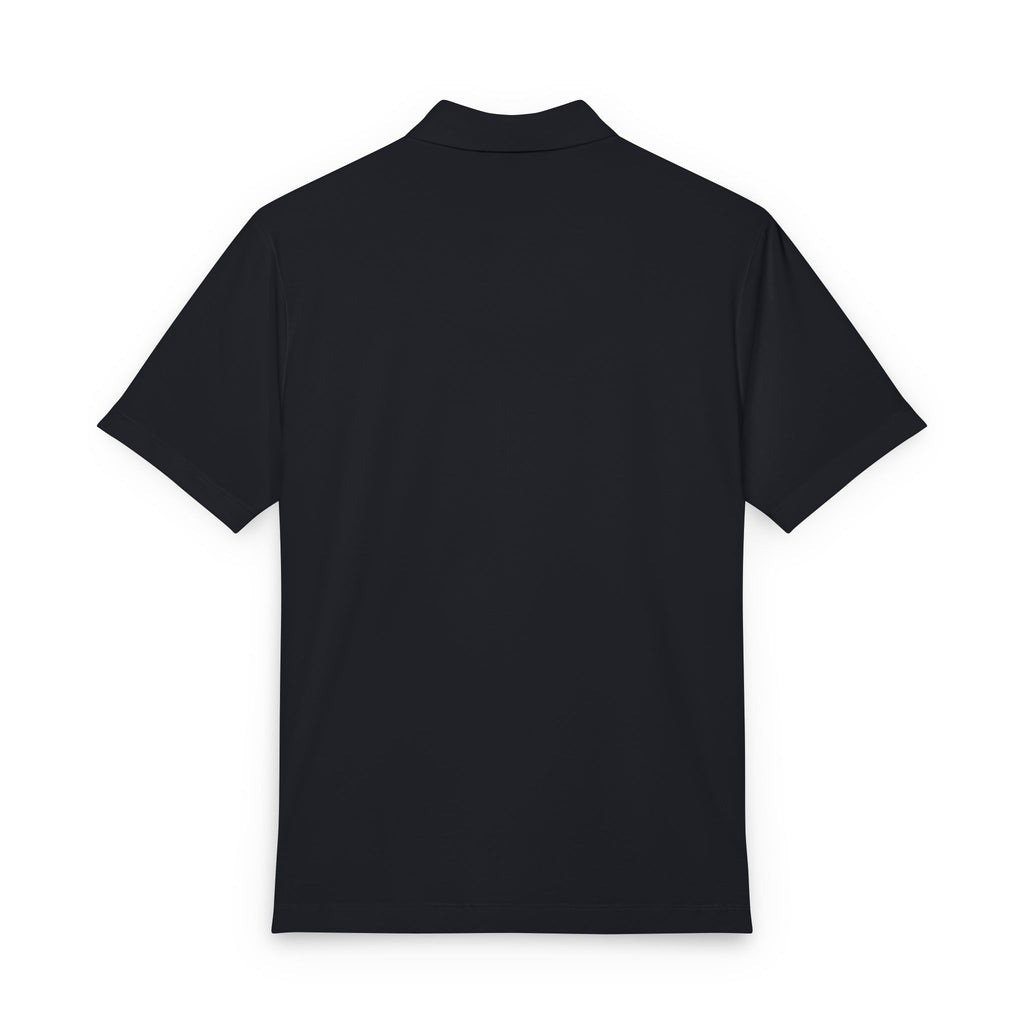 Men's Black Polo Shirt with Small Anchor Crest — Nautical Embroidered Golf Polo