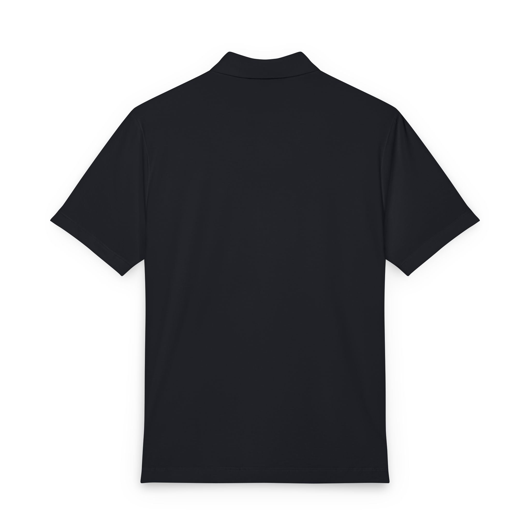 Men's Black Polo Shirt with Small Anchor Crest — Nautical Embroidered Golf Polo