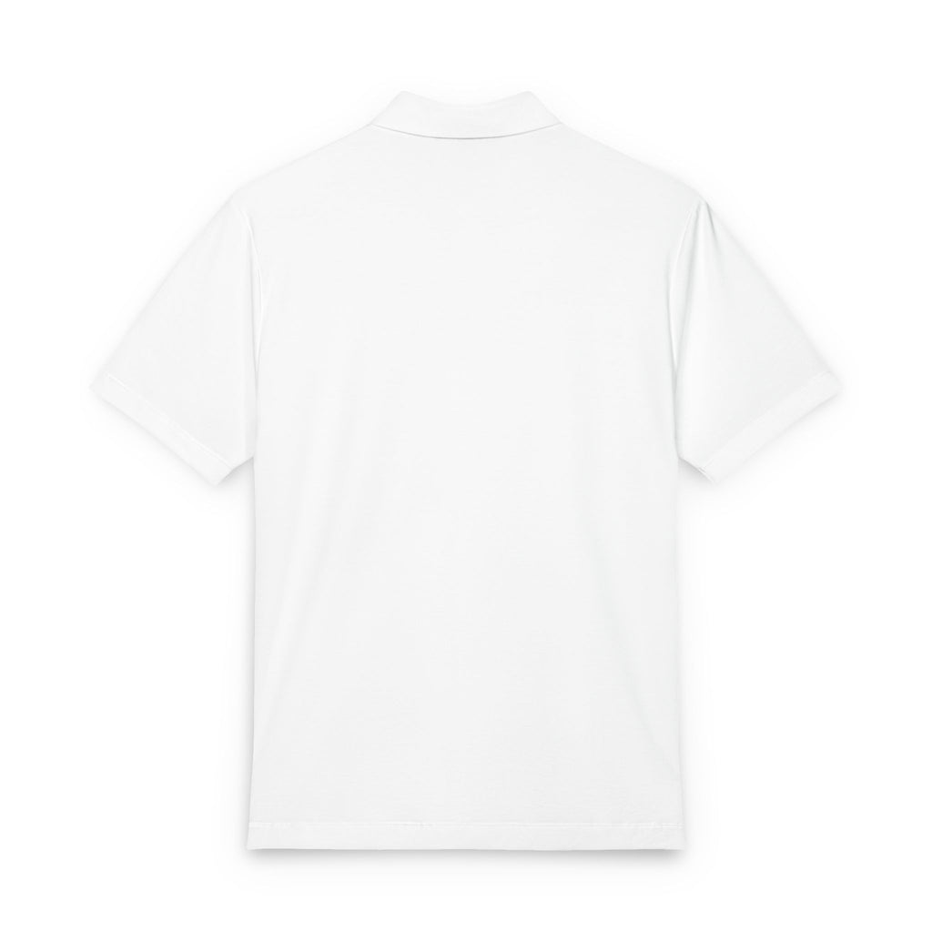 Men's White Stretch Jersey Polo with Green BCG Crest Chest Logo
