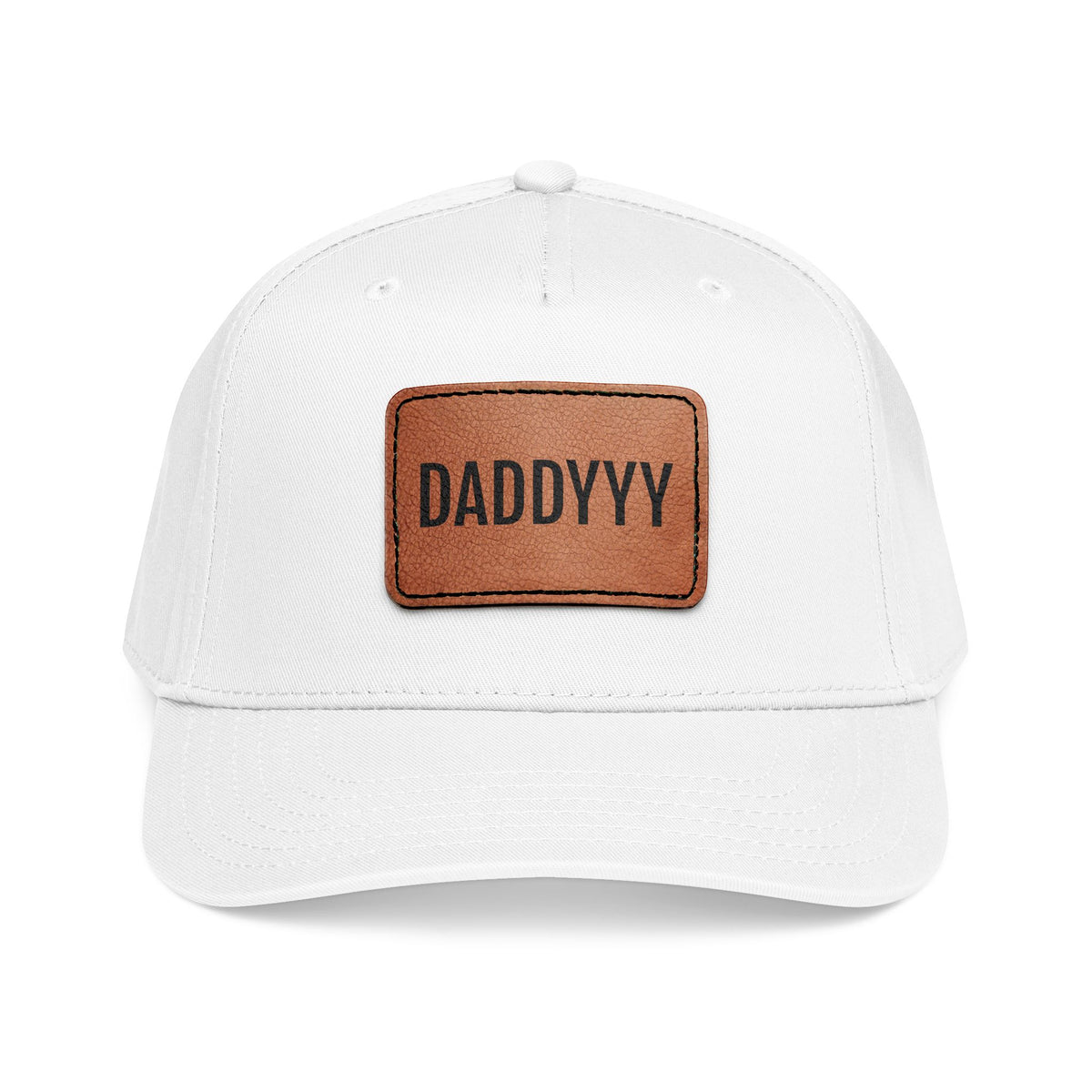 Daddy Leather Patch Baseball Cap — Personalized Dad Hat, Father's Day Gift