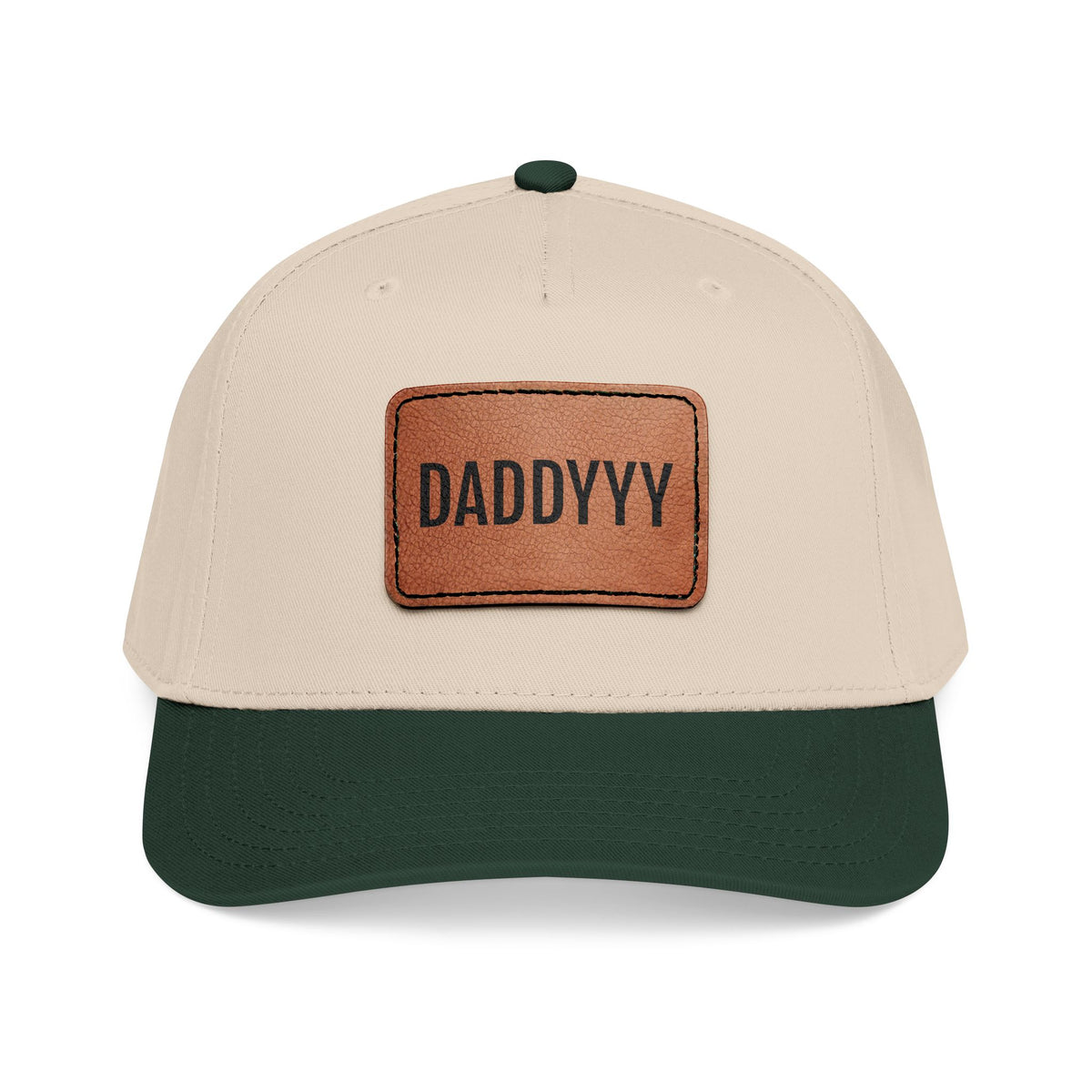 Daddy Leather Patch Baseball Cap — Personalized Dad Hat, Father's Day Gift