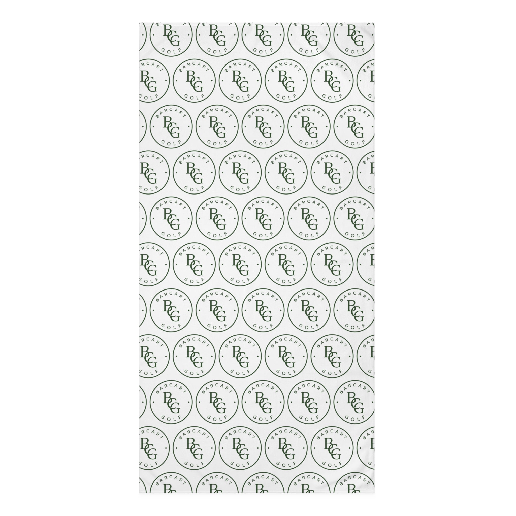 Monogrammed Circle Logo Cotton Beach Towel — Green Repeating Pattern