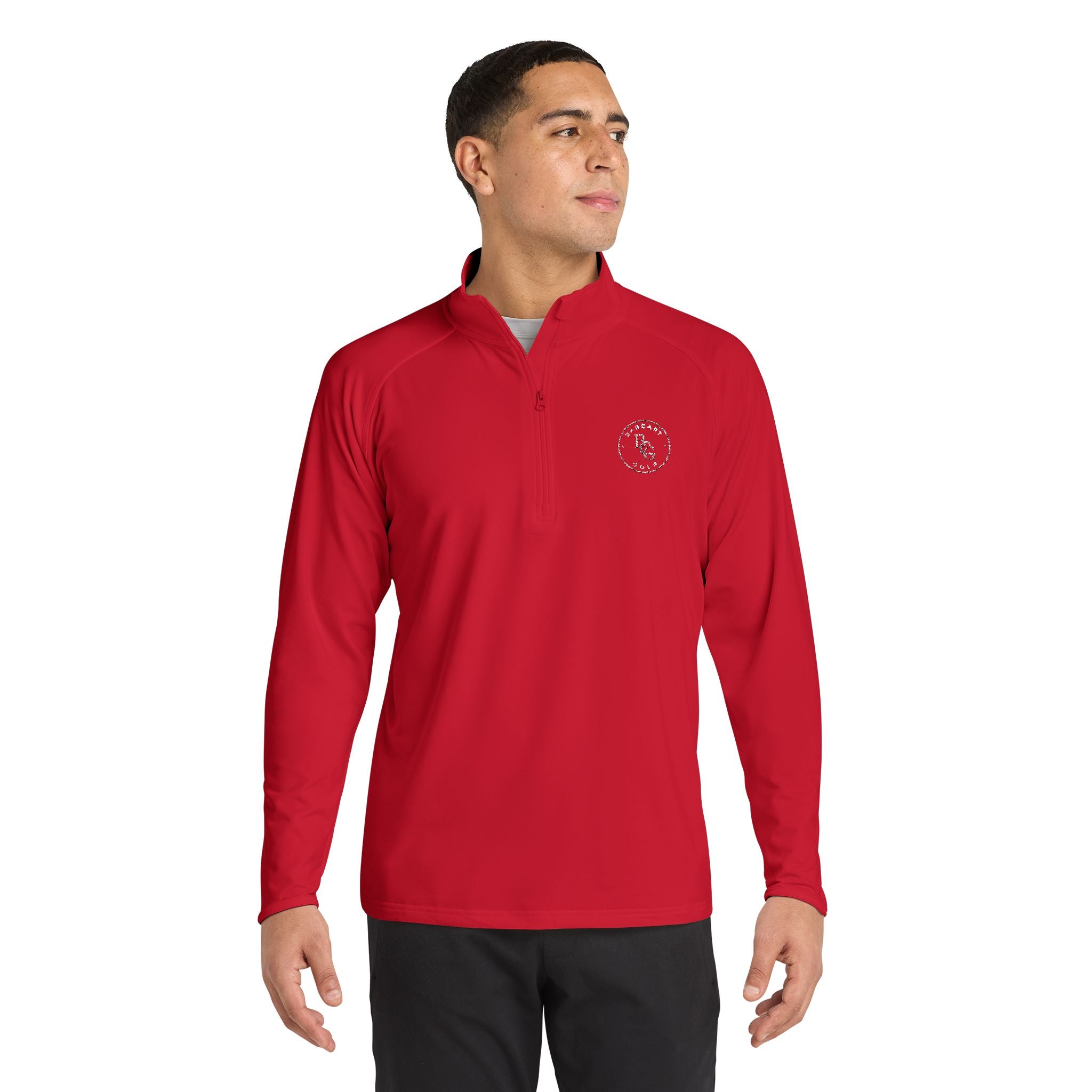 Embroidered Men's Quarter-Zip Pullover - Performance Sport-Wick Stretch
