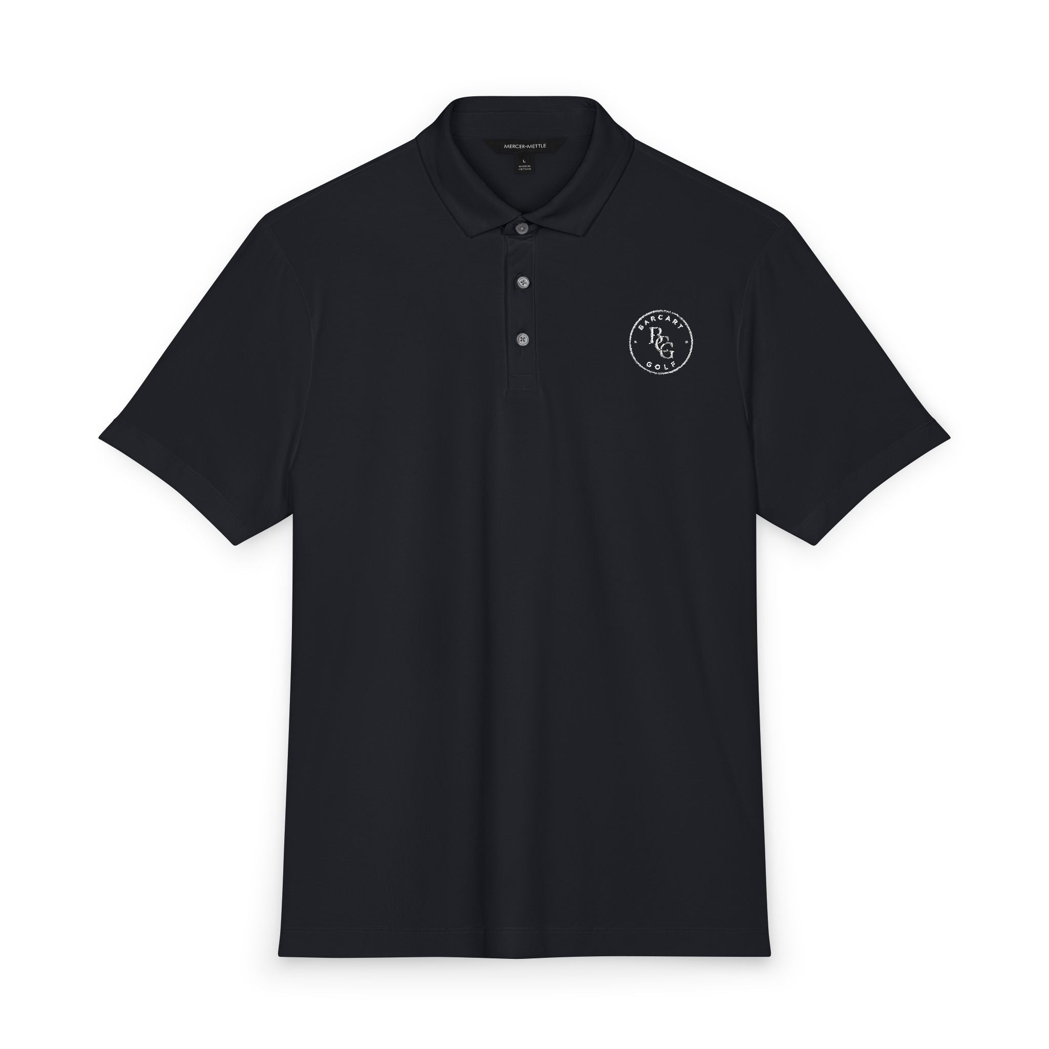Men's Black Polo Shirt with Small Anchor Crest — Nautical Embroidered Golf Polo
