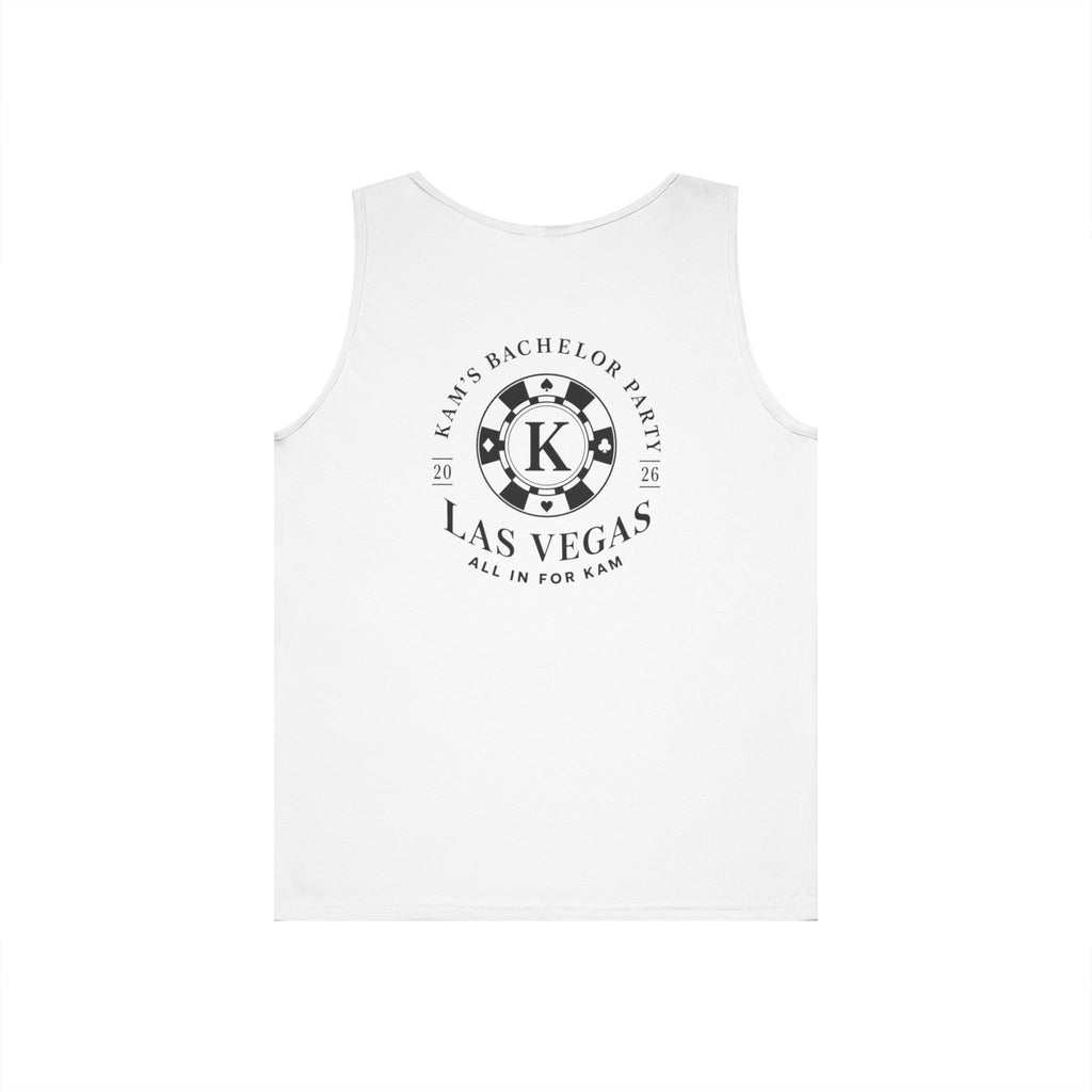 Las Vegas Bachelor Party Tank Top — Personalized 'K' Poker Chip Design