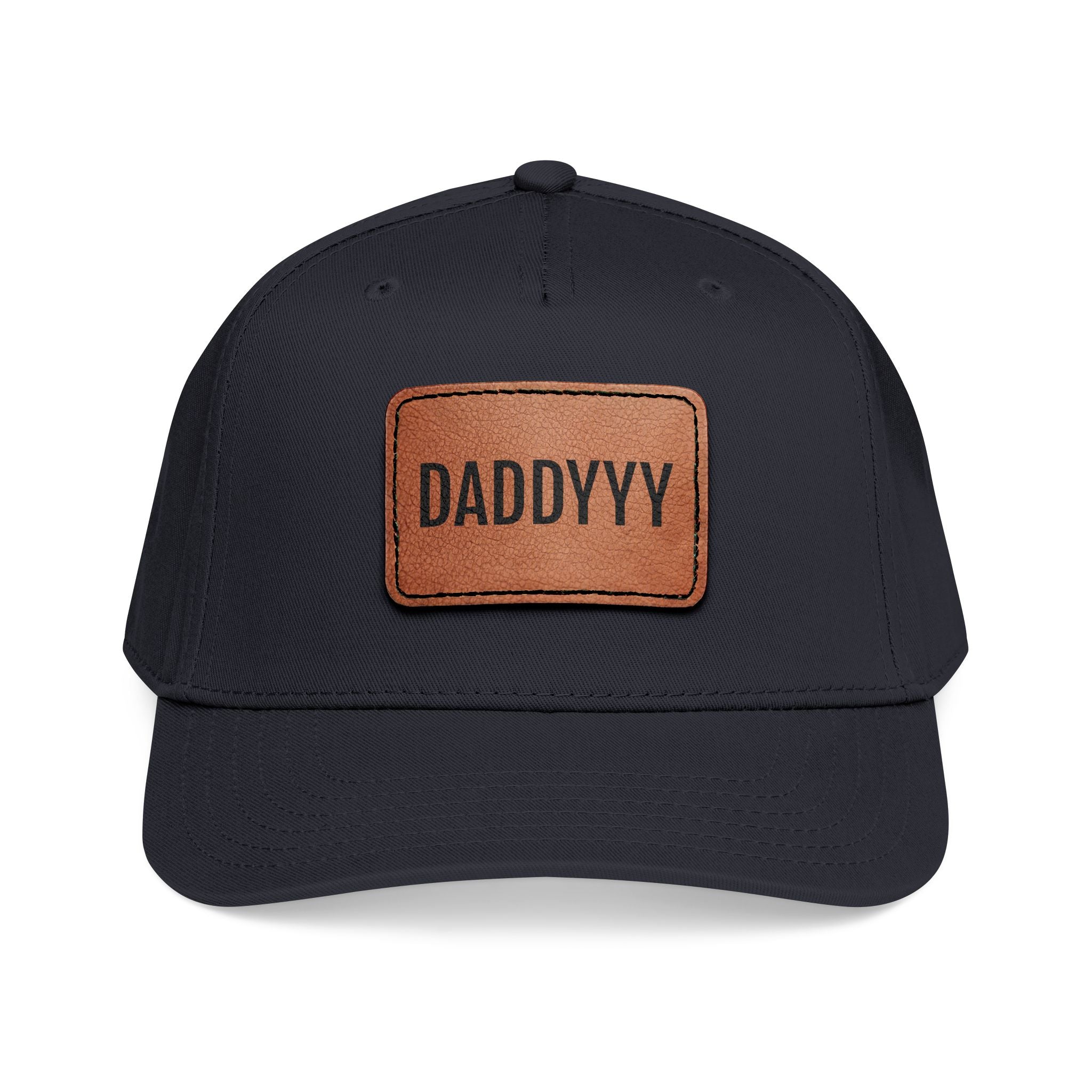 Daddy Leather Patch Baseball Cap — Personalized Dad Hat, Father's Day Gift