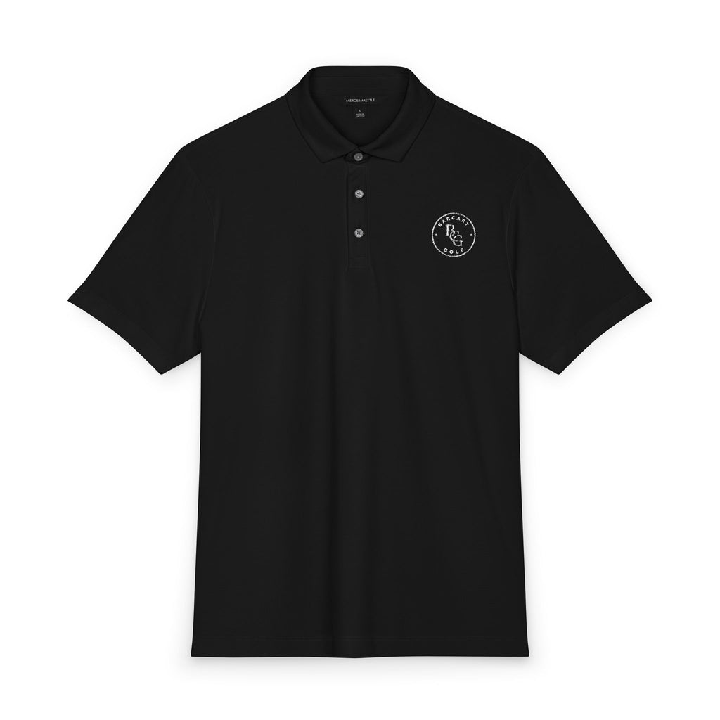 Men's Black Polo Shirt with Small Anchor Crest — Nautical Embroidered Golf Polo