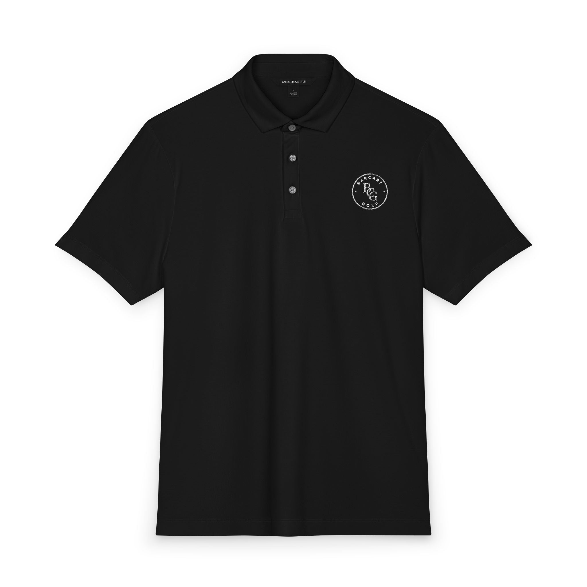Men's Black Polo Shirt with Small Anchor Crest — Nautical Embroidered Golf Polo