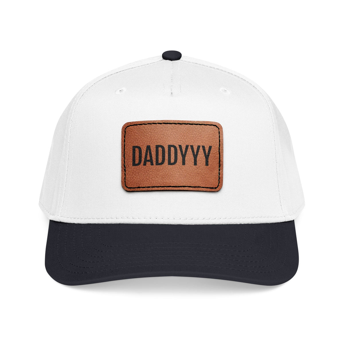 Daddy Leather Patch Baseball Cap — Personalized Dad Hat, Father's Day Gift